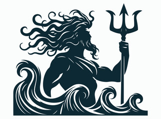 Poseidon Trident Illustration. Greek Mythology Sea God Vector Art © ONESCAPE