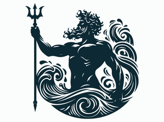 Poseidon Trident Illustration. Greek Mythology Sea God Vector Art