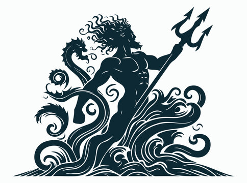 Poseidon Trident Illustration. Greek Mythology Sea God Vector Art