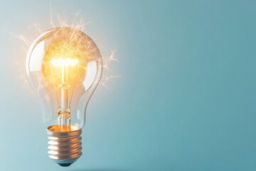 A simple design of a glowing light bulb surrounded by faint spark lines, symbolizing a greatly inspiring idea