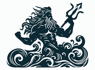 Poseidon Trident Illustration. Greek Mythology Sea God Vector Art
