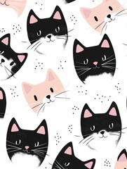 Adorable cats in a whimsical print.