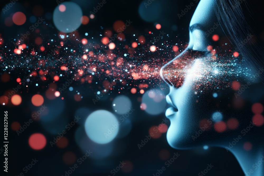 Poster a stylized silhouette of a human face with a glowing circle around the eye, symbolizing facial recog