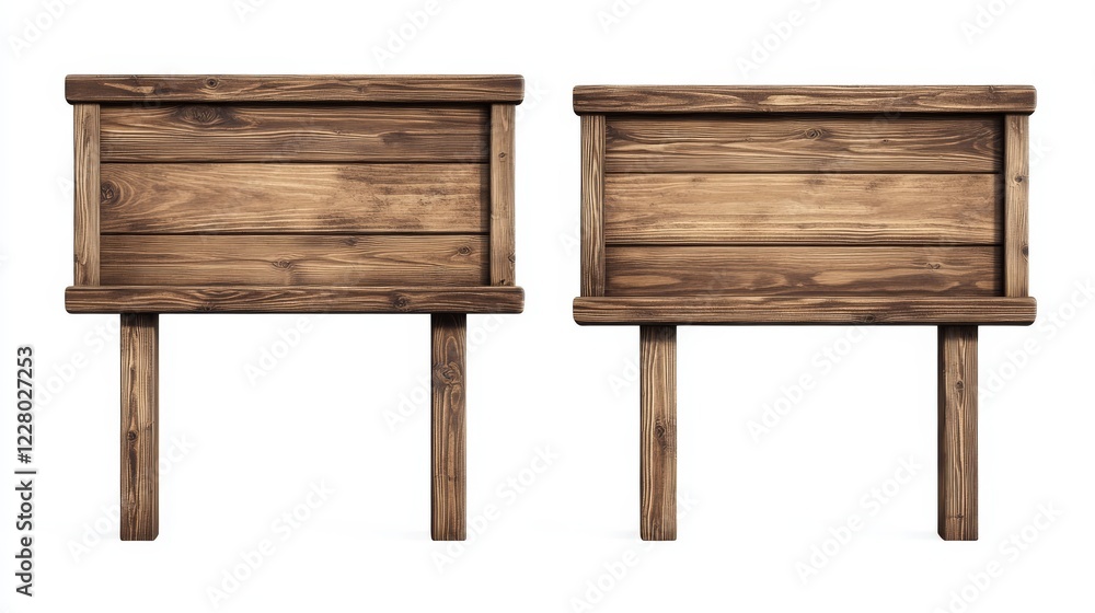 Poster wood plates with empty space for advertising sign and text message. realistic 3d vector illustration