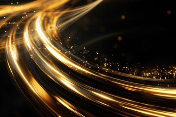 Elegant Black and Gold Abstract Fluid Waves with Shimmering Metallic Texture for Luxury, Modern Glamour, and High-End Design Backgrounds