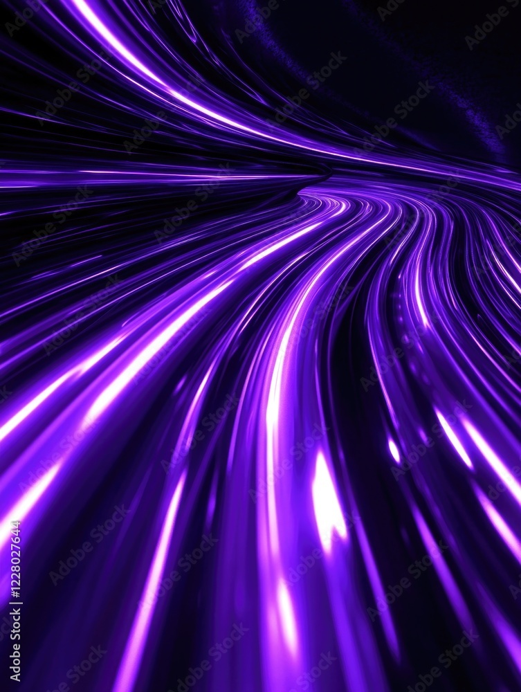 Poster purple and white light trails creating a sense of speed and motion in the night or space. abstract d