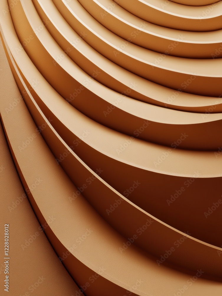 Poster waves of warm brown layers create a mesmerizing pattern in a modern architectural design. generative