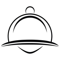 A stylish and artistic restaurant logo, featuring a circular plate with a fork and spoon in a balanced composition, symbolizing delicious meals and high-quality service.