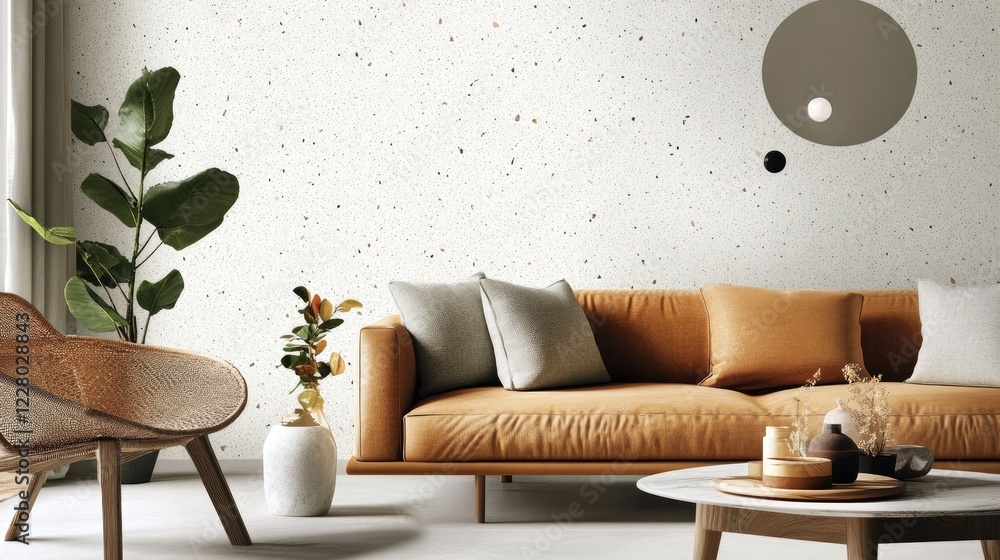 Poster crisp white backdrop with a faintly speckled texture, combining simplicity with a hint of depth.