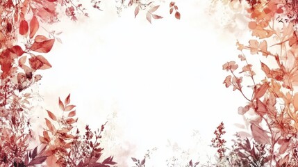 Obraz premium A Watercolor Painting Of Autumn Leaves And Flowers Creates A Beautiful, Natural Frame Around A White Space.