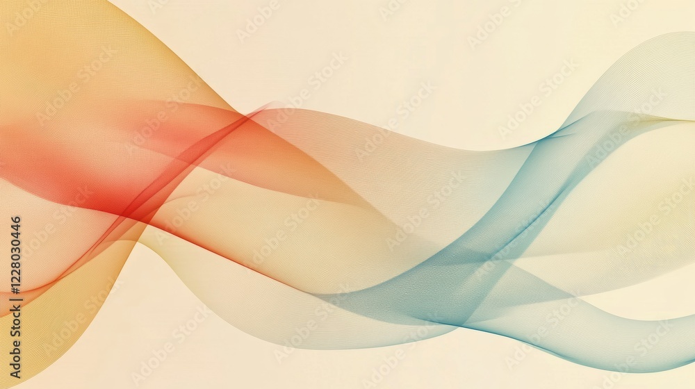 Aufkleber Waves of color blend softly in gentle harmony creating a tranquil and abstract background art piece. Generative AI