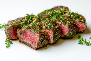 Juicy Grilled Beef Steak with Fresh Garnish
