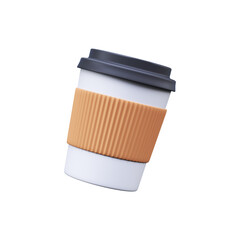 White paper cup for coffee or drink, 3D illustration