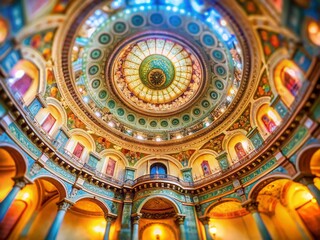 Obraz premium Miniature Circular Ceiling Architectural Detail, Tilt-Shift Photography