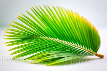 Obraz premium Miniature Coconut Leaf on White Background: Tilt-Shift Photography