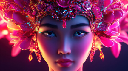 indonesian humanoid woman centered frame 3d