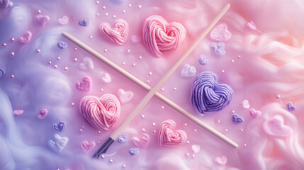 Fototapeta premium Knitting Love – Soft Yarn Hearts
