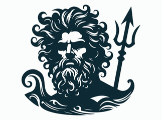 Poseidon Silhouette Art Vector Illustration