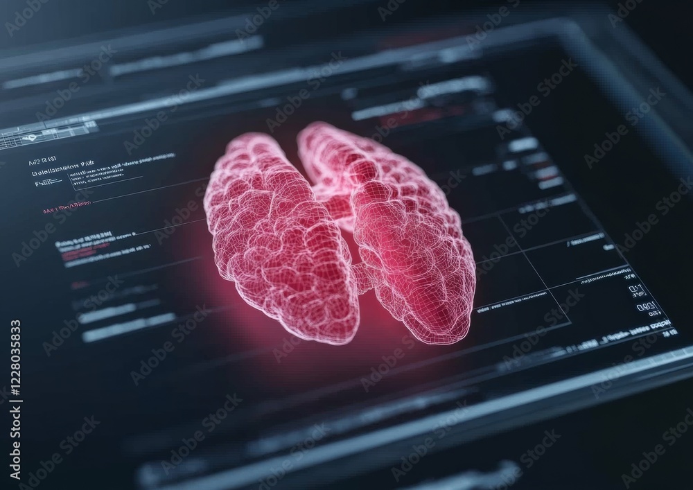 Fototapete futuristic healthcare display interactive transparent screen with ai-driven medical metrics for data