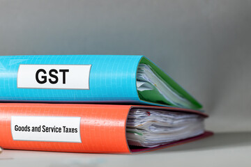 GST. Goods and Services Taxes. Tax document folders.