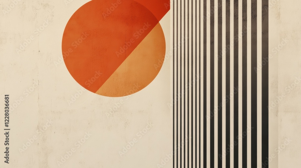 Poster modern abstract design featuring bold geometric shapes and contrasting lines in warm colors. generat