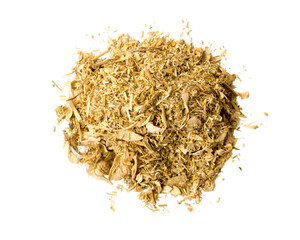 Chamomile dry leaves closeup