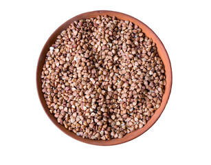 Buckwheat on the bowl closeup