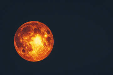 Obraz premium Full moon in the dark night sky, close-up photo. Astronomy and celestial beauty concept. Generative AI