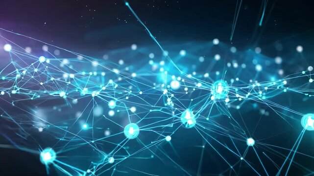 Expansion and growth of neural network from a central core to a large-scale and complex network with nodes and connections. AI, computer algorithms, artificial intelligence and visualization of a larg