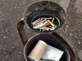Cigarette filters on top of the basket