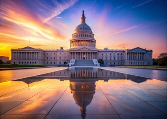 Fototapeta premium Minimalist Capitol Building Washington DC Skyline Sunrise