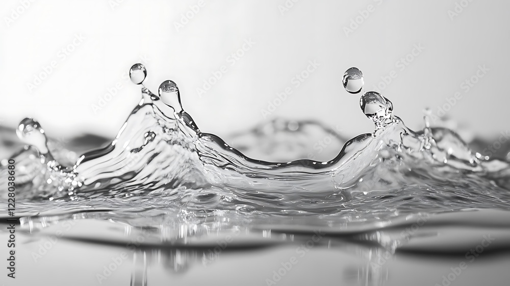 Poster water droplets splashing creating a wave pattern