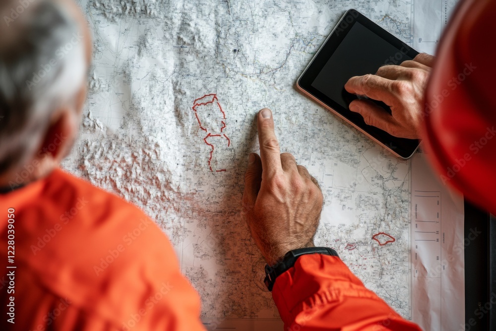Fototapete Emergency Coordination Network High-Tech Mobile Command Center Unites Diverse Teams for Strategic Response - Advanced Mapping and Digital Tools in Crisis Management