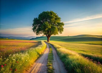 Minimalist Czech Republic Landscape: Rolling Hills and Fields
