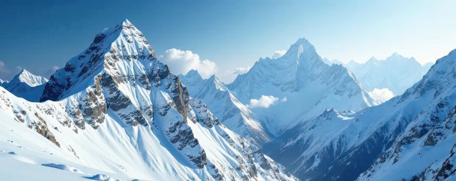 Snowflakes gently falling on the summit of Nanga Parbat, cloudy, mountains, falls