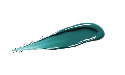 Fototapeta premium Teal paint swatch smear, white background, cosmetic sample