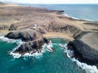 Piękne plaże Lanzarote Papagayo widziane z perspektywy drona