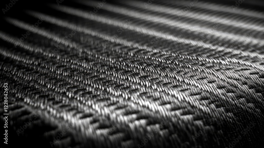 Poster high-resolution view of woven black cloth, capturing the texture of its threads and delicate shadow 