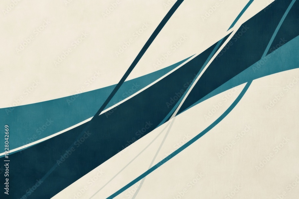 Leinwandbilder dynamic abstract design featuring flowing lines in various shades of blue on a beige background. gen
