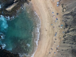 Piękne plaże Lanzarote Papagayo widziane z perspektywy drona