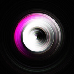 Colorful radial motion effect. Abstract rounded background. Color curves and sphere.