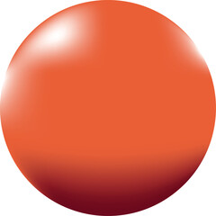 A glossy orange sphere with light reflections and shading giving it a three-dimensional appearance.