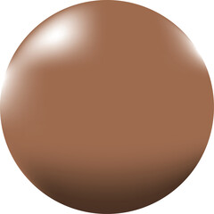A glossy brown sphere with light reflections and shading giving it a three-dimensional appearance.