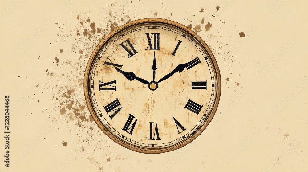 Leinwandbilder vintage clock design featuring roman numerals and a rustic background highlighting the passage of ti