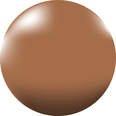 A glossy brown sphere with light reflections and shading giving it a three-dimensional appearance.