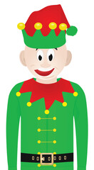 Elf boy in green suit. vector illustration
