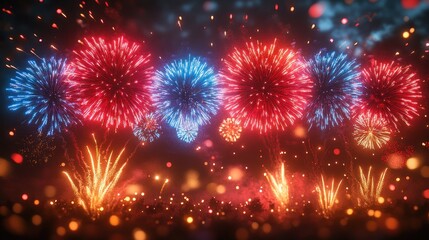 Festive Fireworks Display Night Celebration