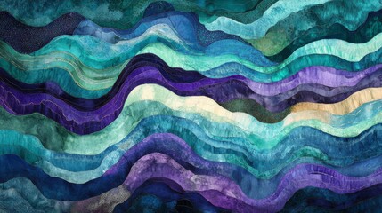 Obraz premium Mystical waves of emerald, sapphire, and amethyst undulating in a surreal and cosmic dreamscape 
