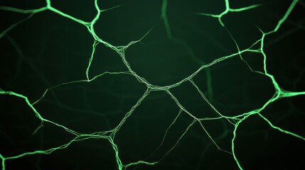 Green energy network pulsating with futuristic connections on dark background