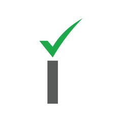 initial letter i check mark icon logo design template